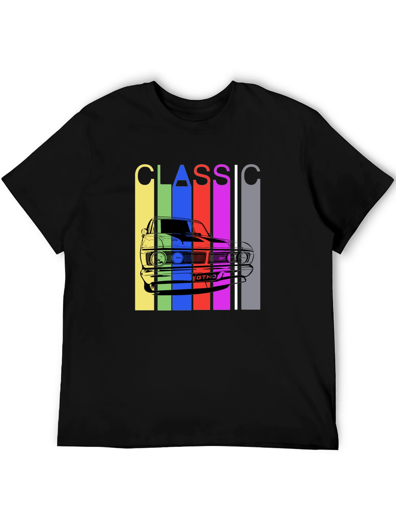 Black Classic Car T-Shirt - Retro Style Men's Tee view 5