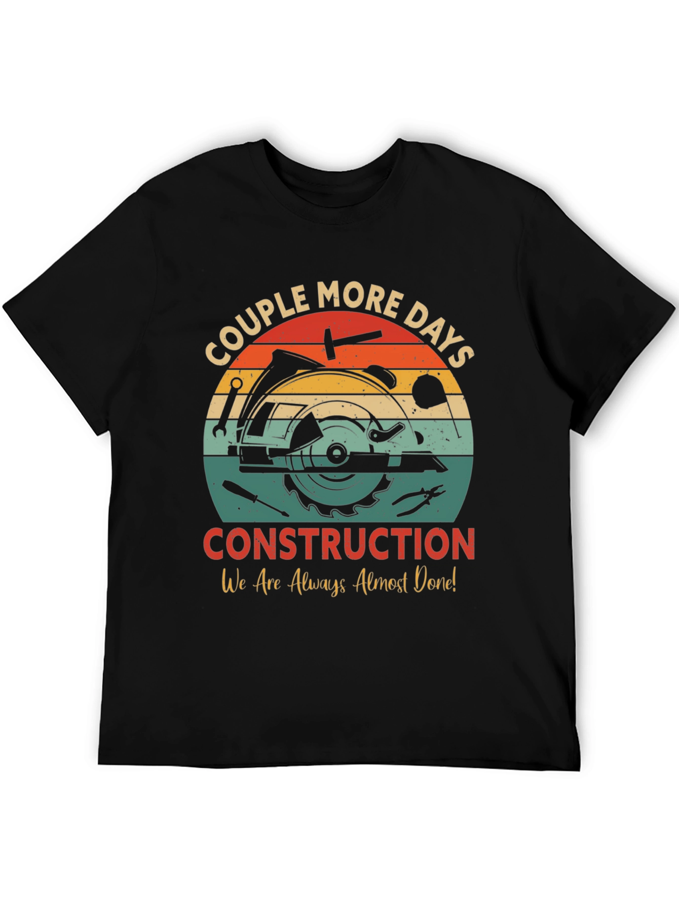 Black Construction T-Shirt: Couple More Days Design view 5