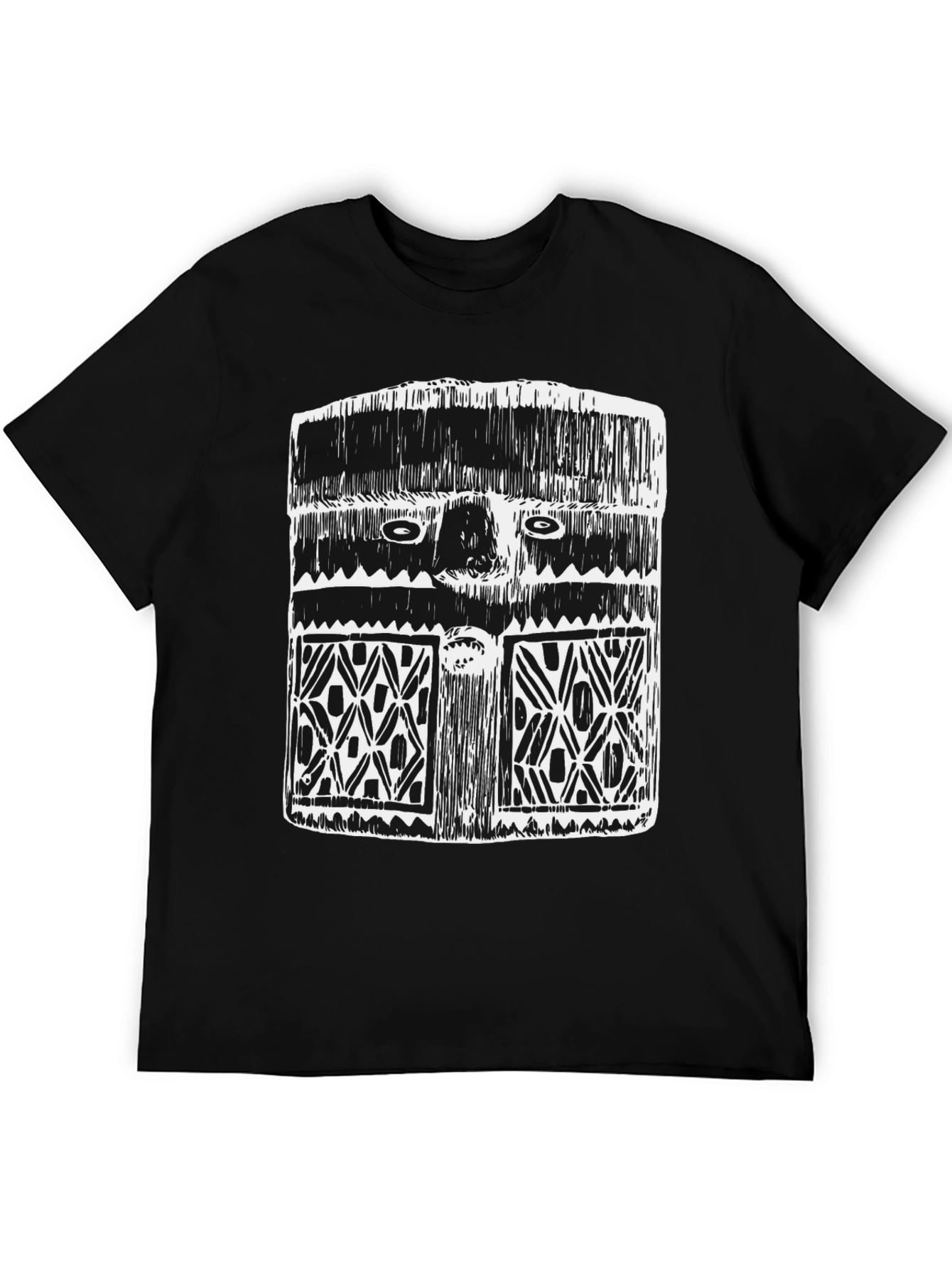 Black Tribal Mask Graphic Tee - Modern Streetwear Shirt view 5
