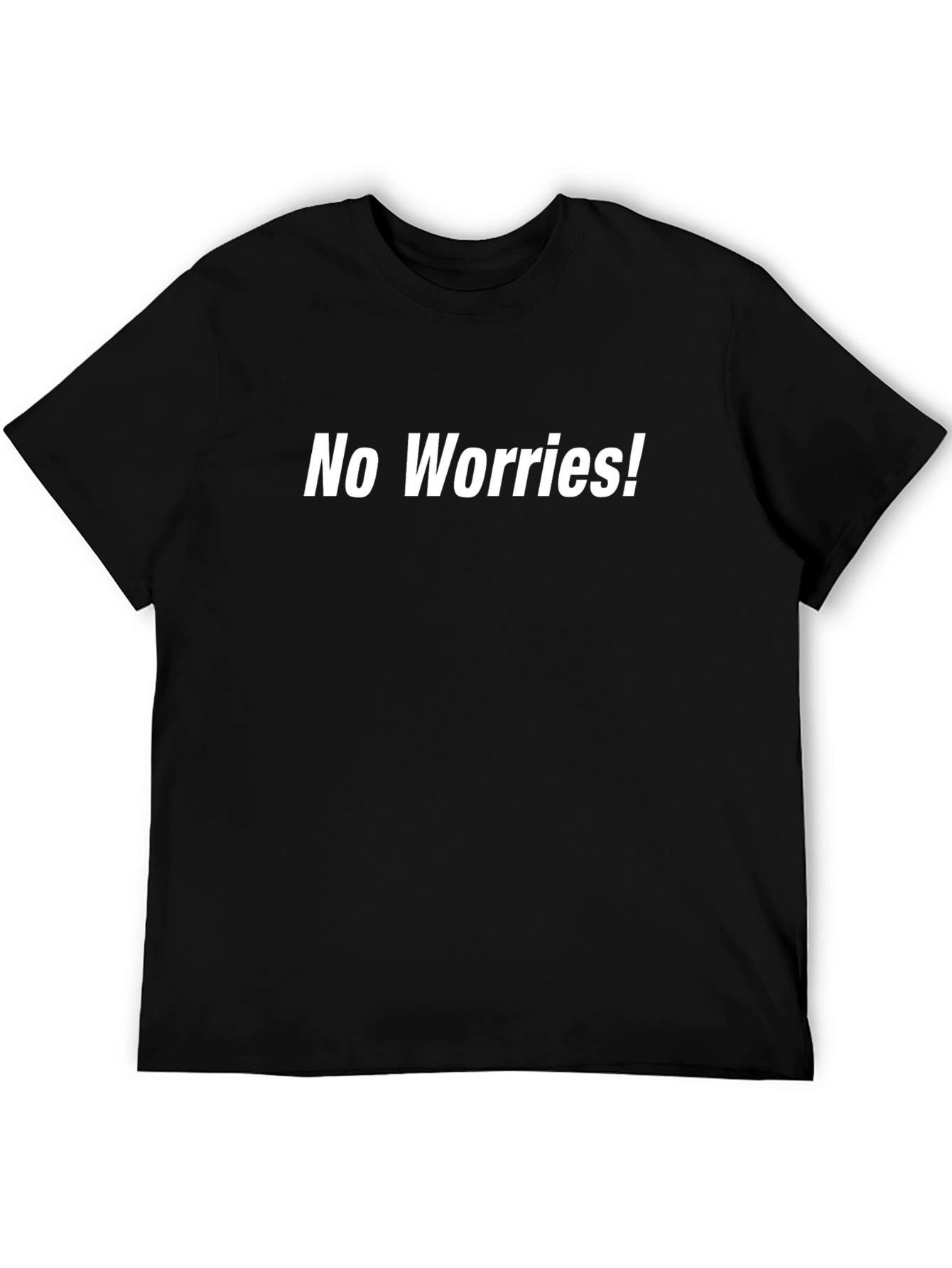Black No Worries! Graphic Tee - Black Cotton Blend Casual T-Shirt view 5