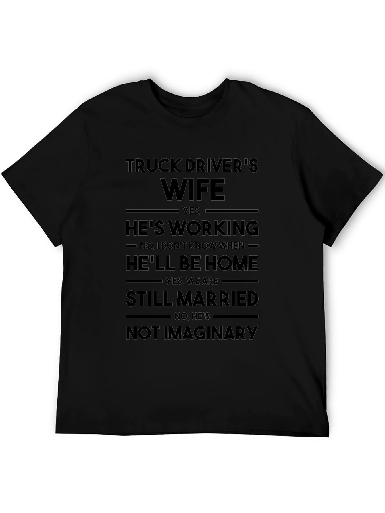 Black Truck Driver's Wife Funny Graphic T-Shirt view 5
