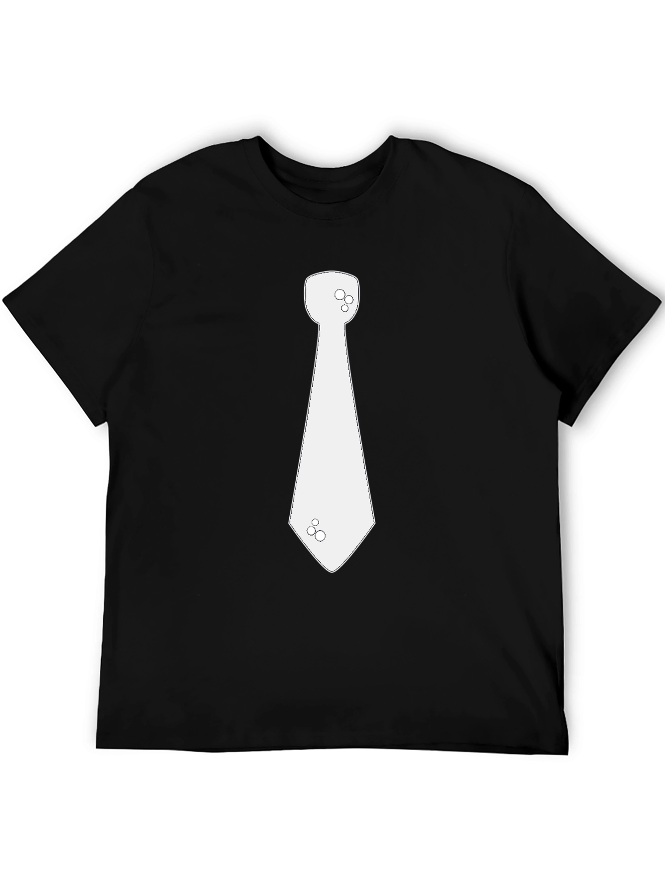 Black Men's Black T-Shirt with Novelty Necktie Graphic view 5
