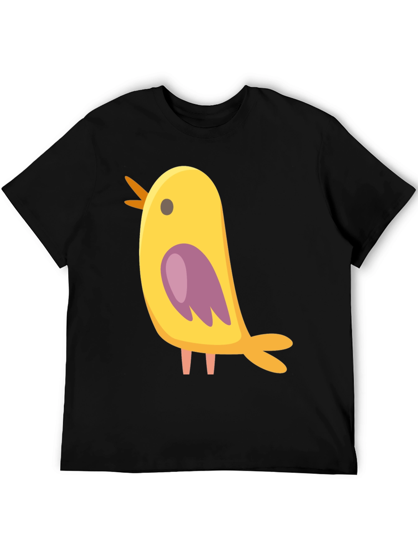 Black Cute Bird Graphic Tee - Black Cotton Blend view 5