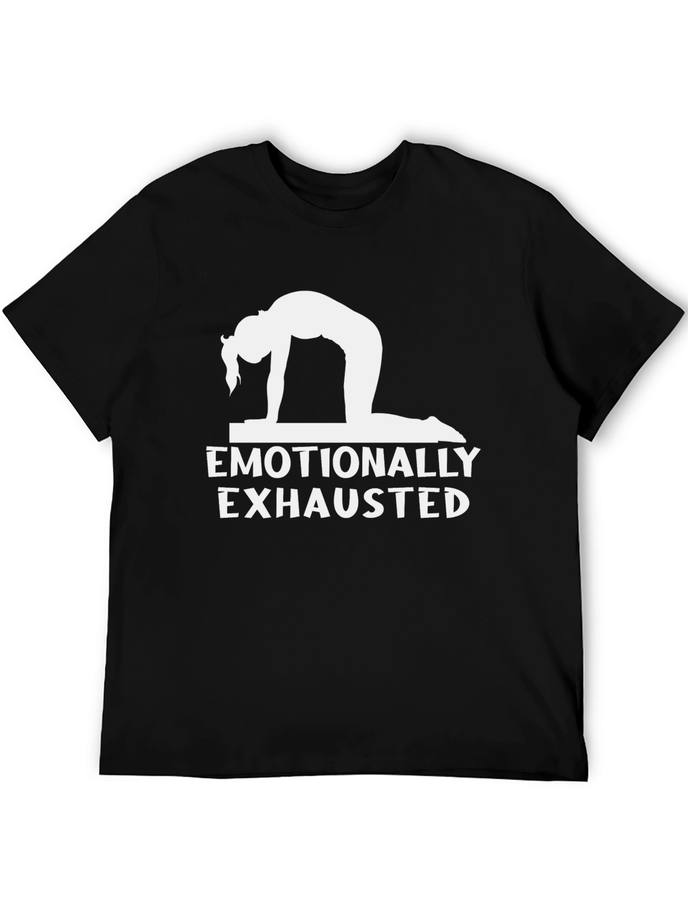 Black Emotionally Exhausted Yoga Black T-Shirt view 5