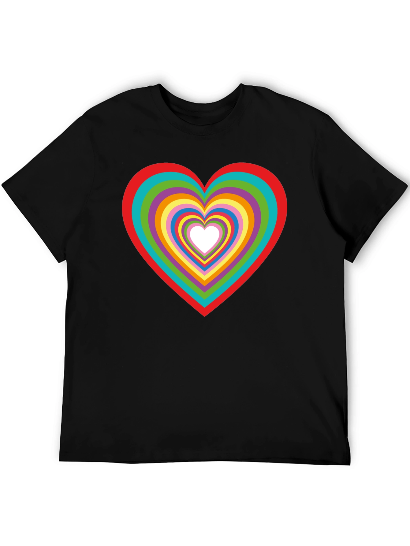 Black Rainbow Heart Graphic Tee - Stylish Cotton T-Shirt view 5