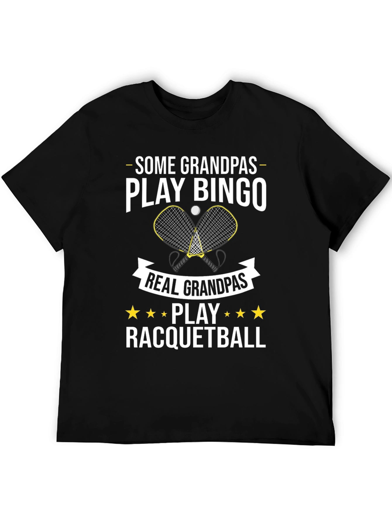 Black Funny Grandpas Racquetball T-Shirt view 5