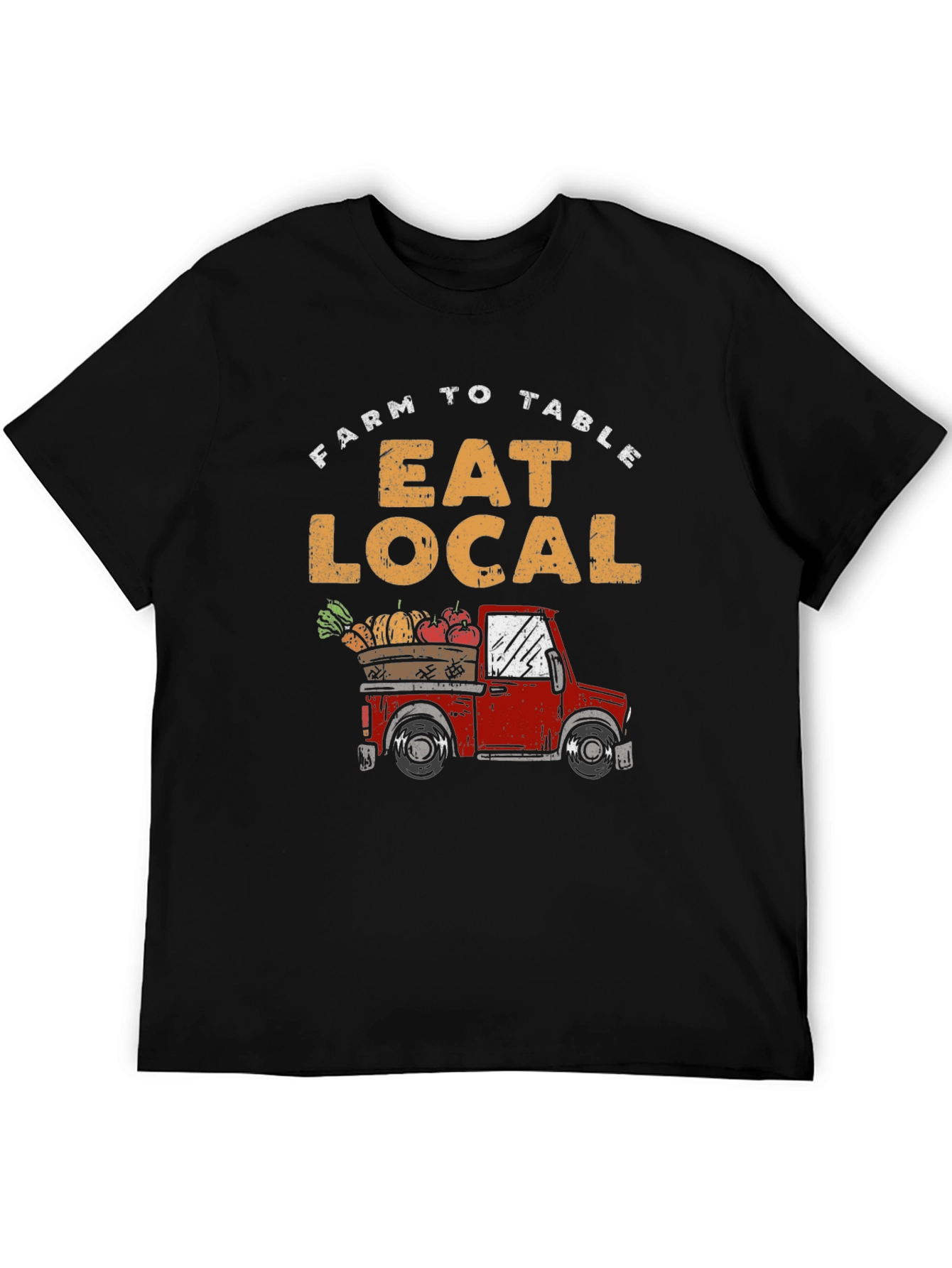 Black Farm to Table Eat Local T-Shirt view 5