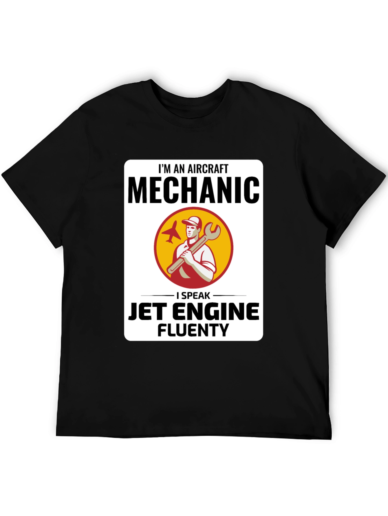 Black Aircraft Mechanic Jet Engine T-Shirt view 5