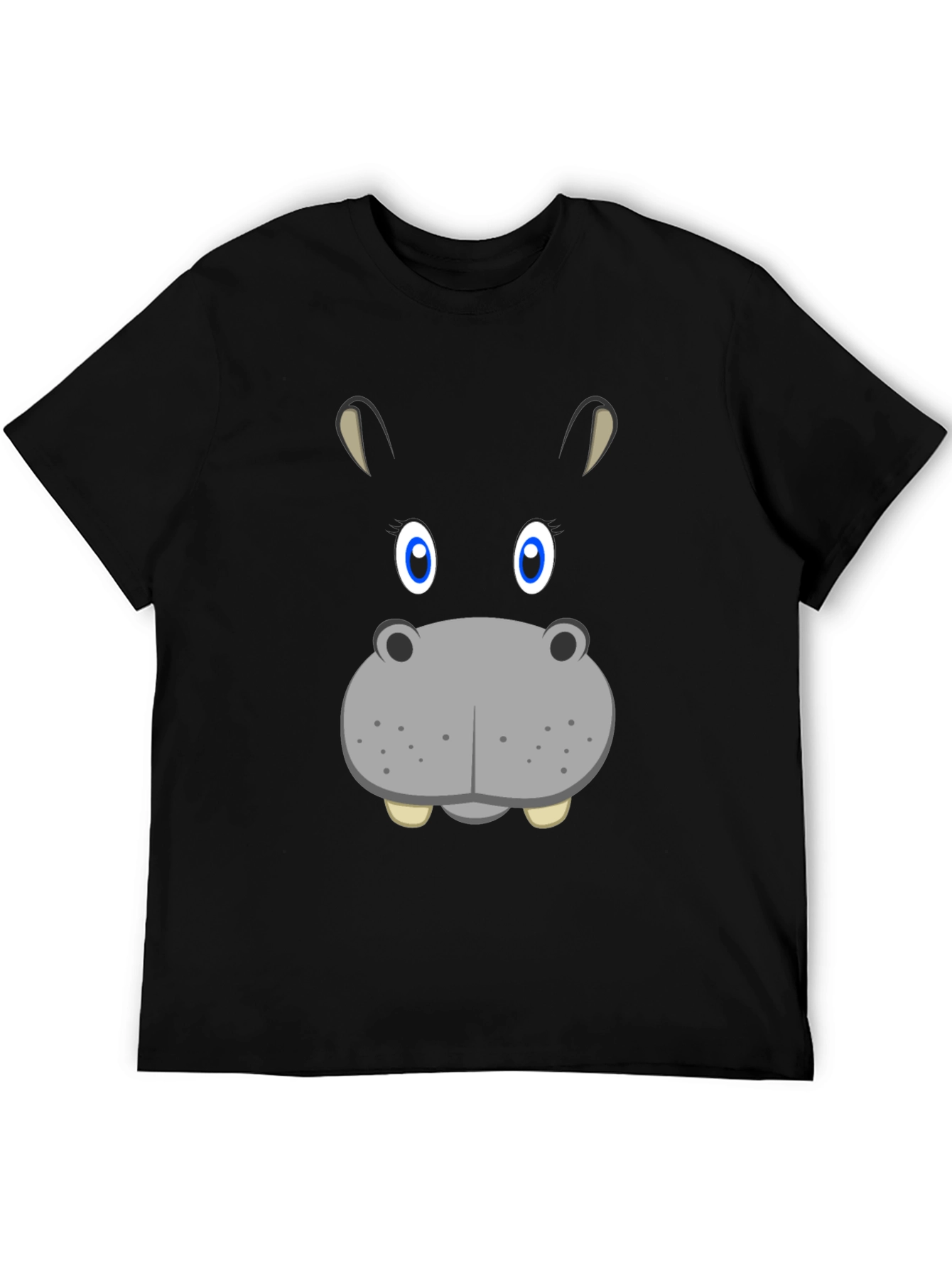 Black Hippo Face Graphic Tee - Unique Animal Design view 5