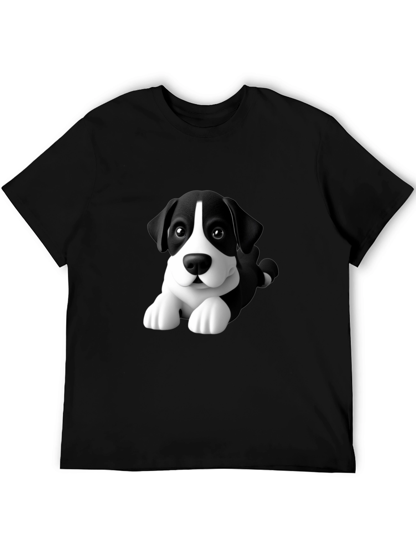 Cartoon Dog Graphic Tee - Men's Black T-Shirt - 5