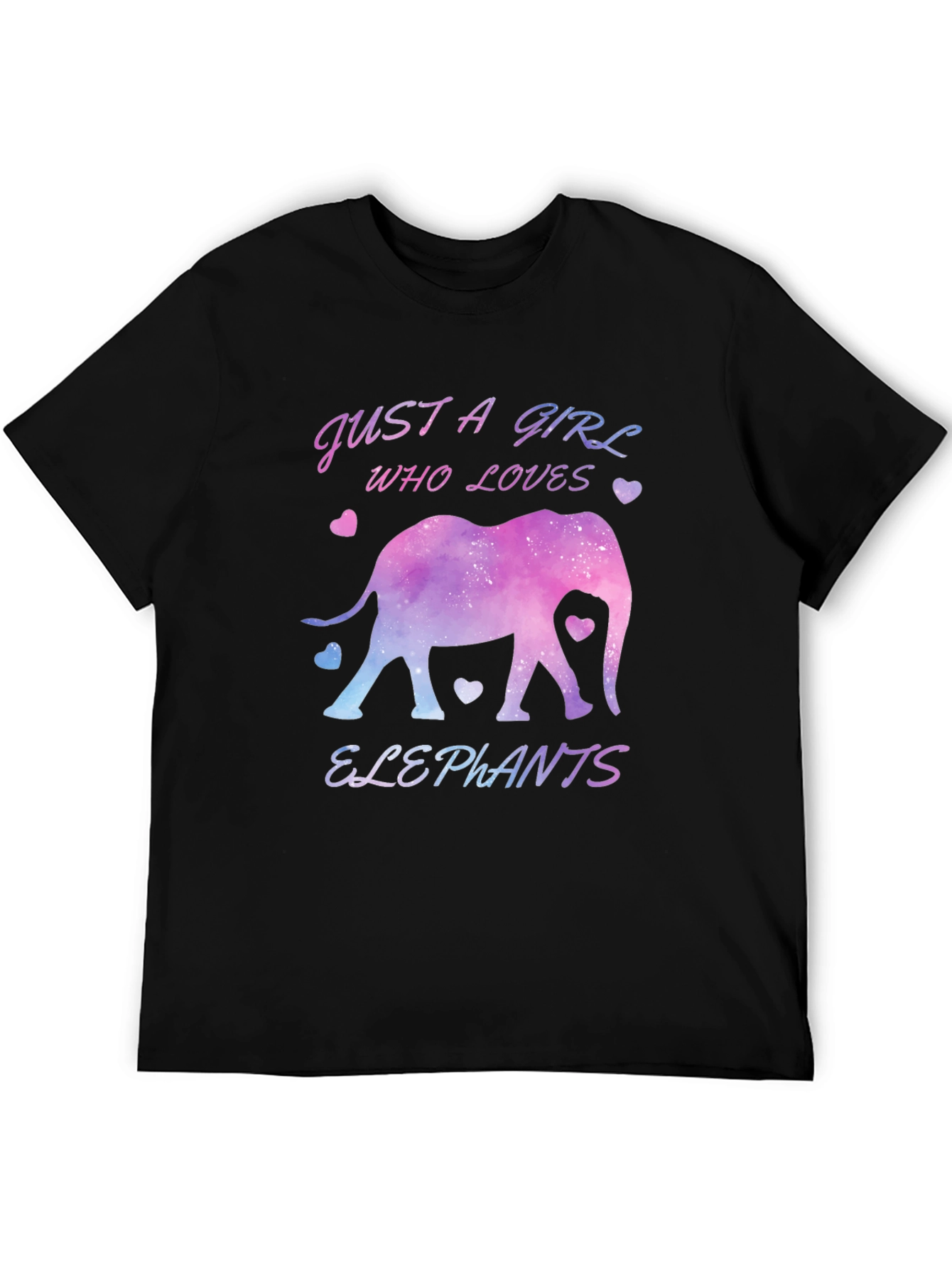 Black Just a Girl Who Loves Elephants T-Shirt view 5