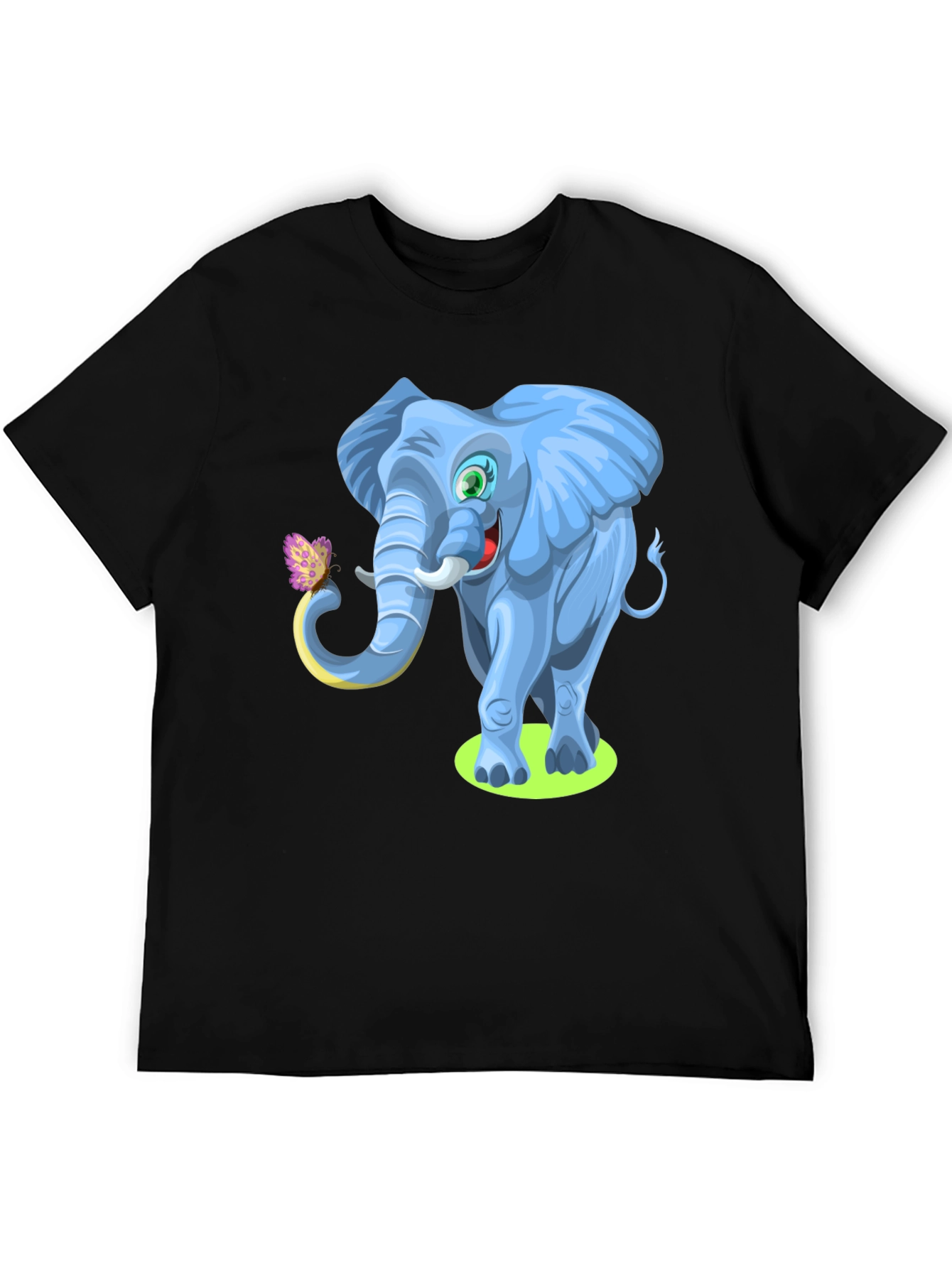 Black Cartoon Elephant Graphic Tee - Soft Cotton Blend view 5