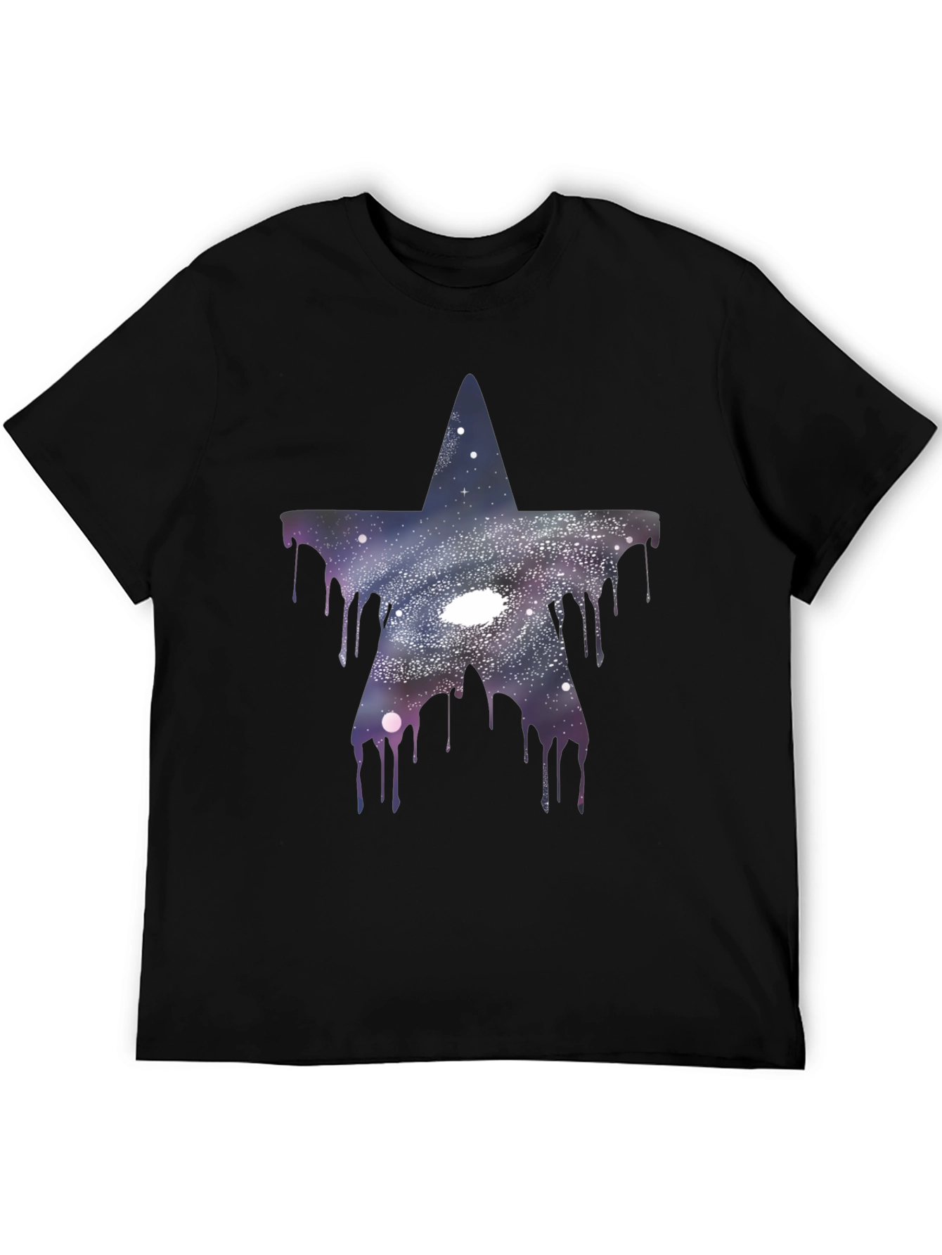 Black Galaxy Star Drip T-Shirt - Unique Graphic Tee view 5