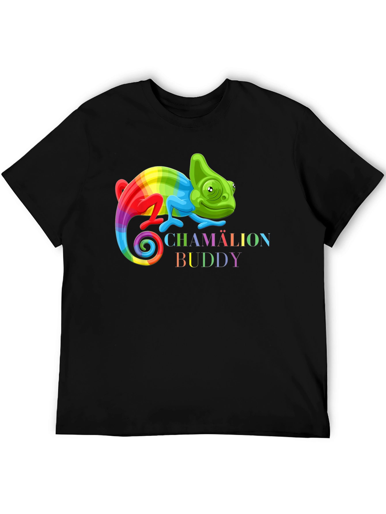 Black Rainbow Chameleon Buddy Black T-Shirt view 5