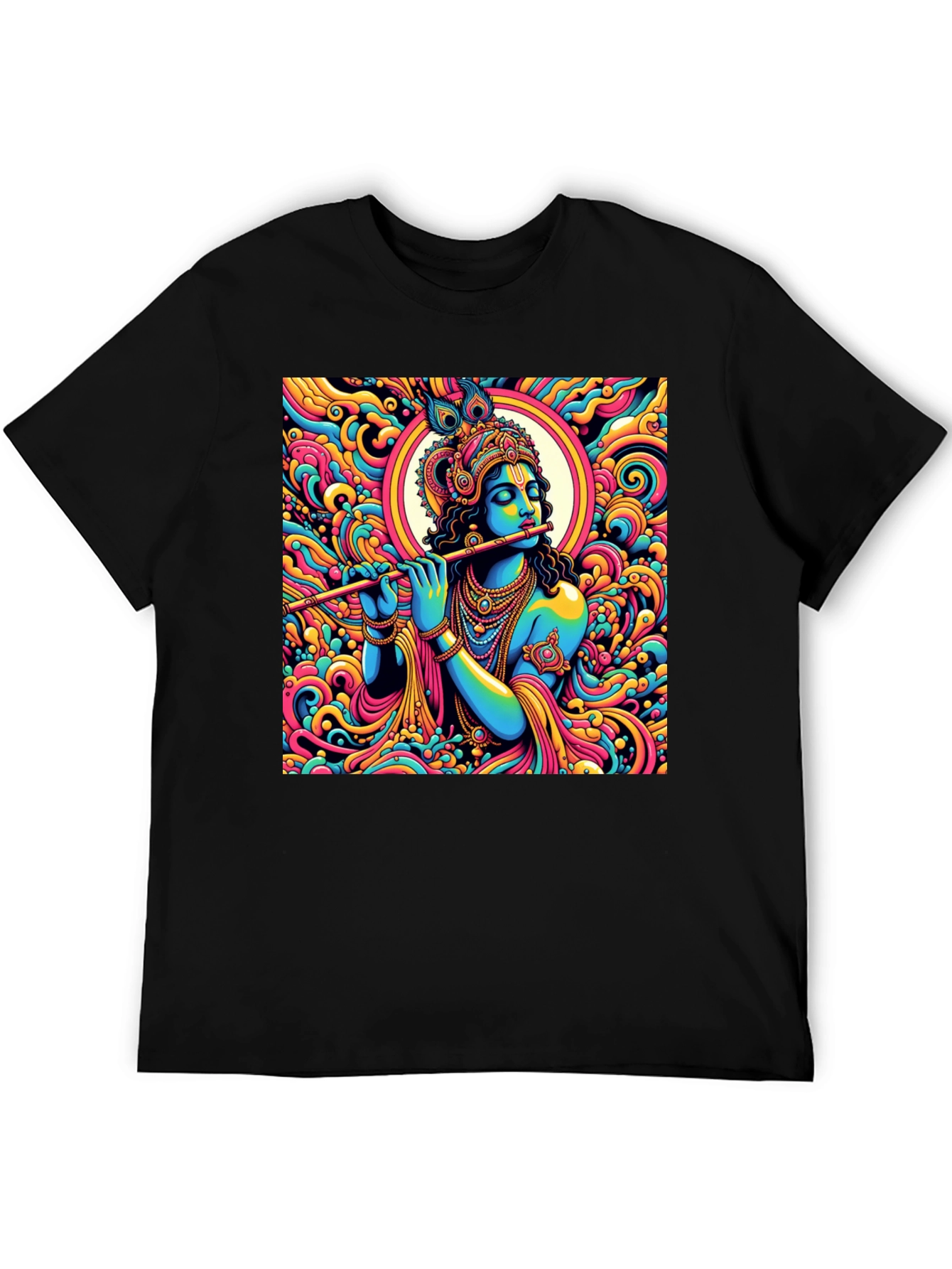 Black Krishna Psychedelic Art T-Shirt view 5