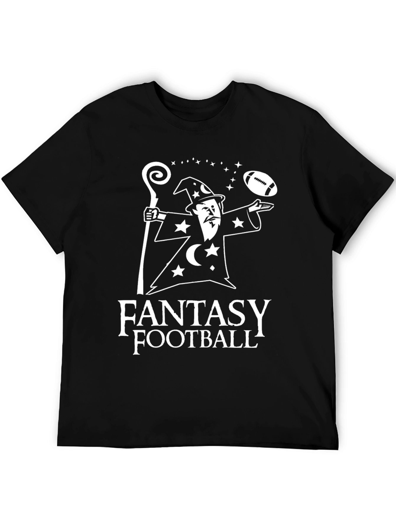 Black Fantasy Football Wizard Graphic T-Shirt - Black view 5