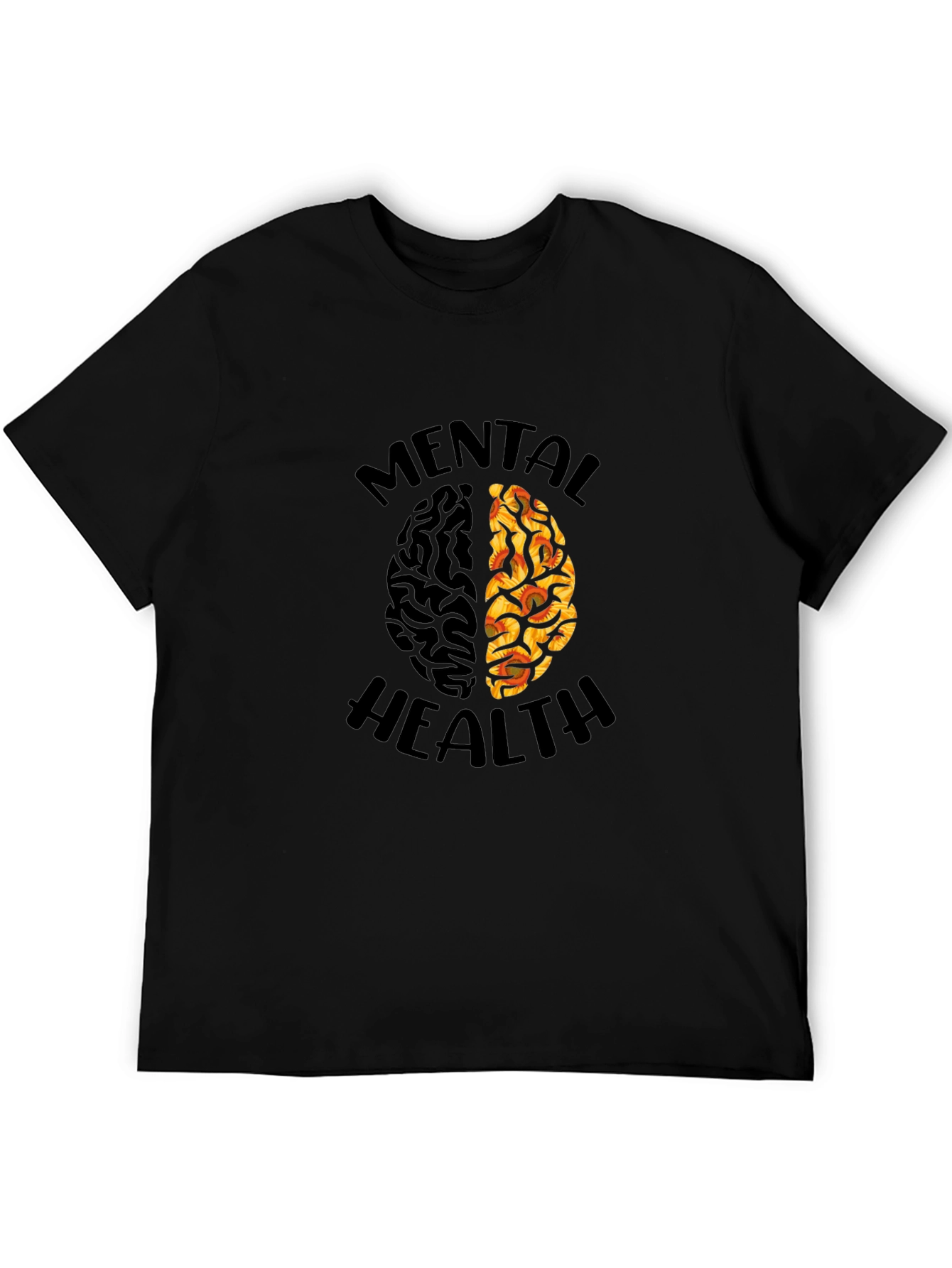 Black Mental Health Brain Graphic T-Shirt view 5