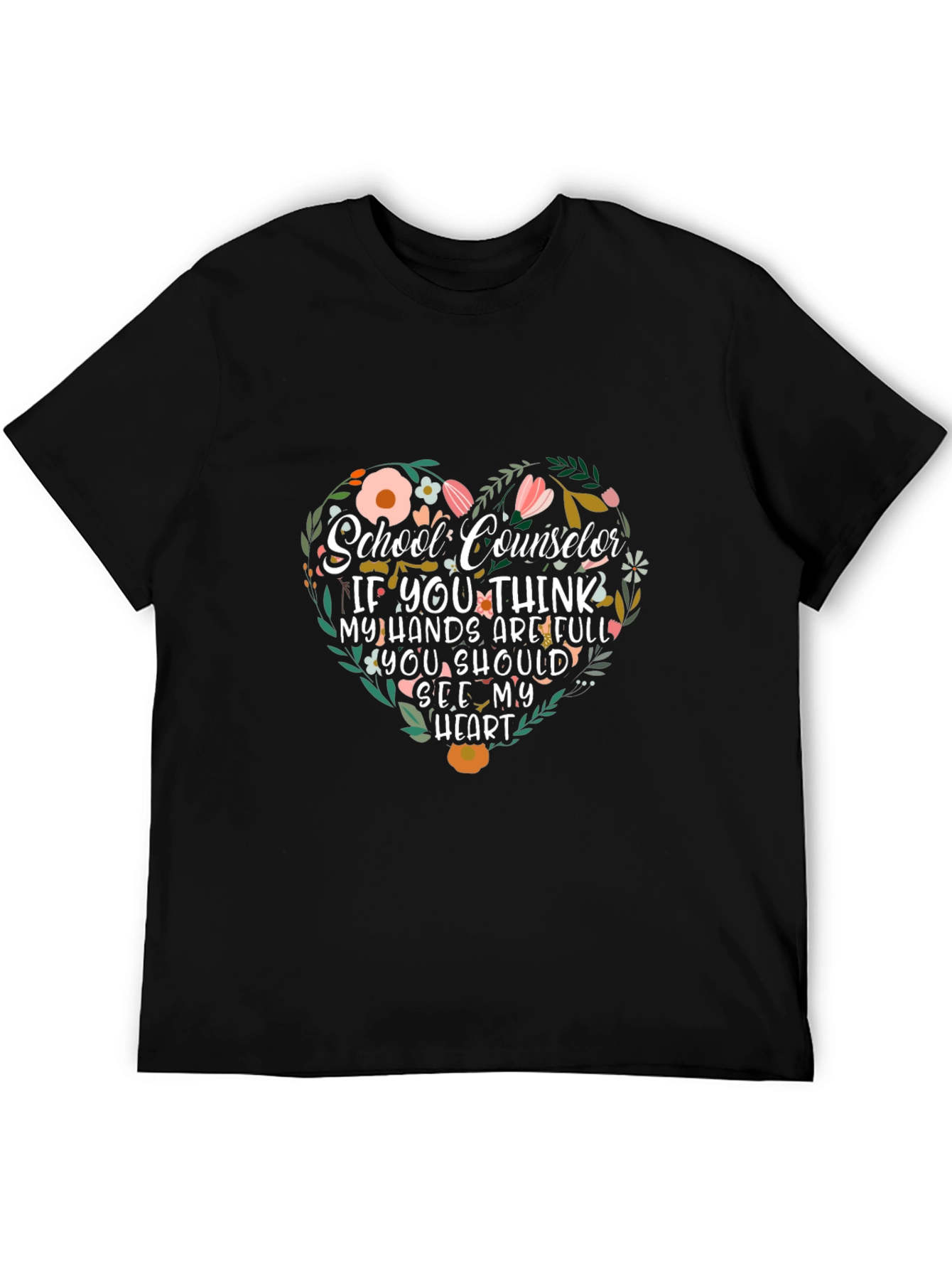 Black School Counselor Heart Graphic T-Shirt view 5