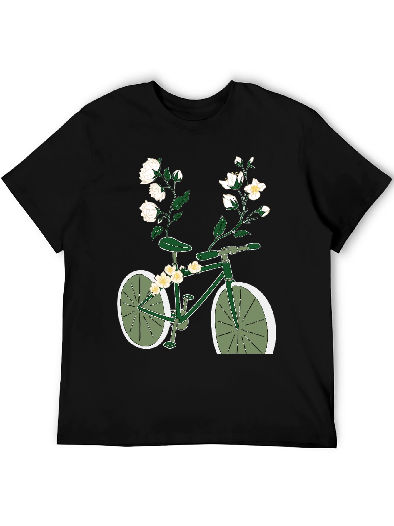 Black Floral Bicycle Graphic Tee - Unique Design view 5
