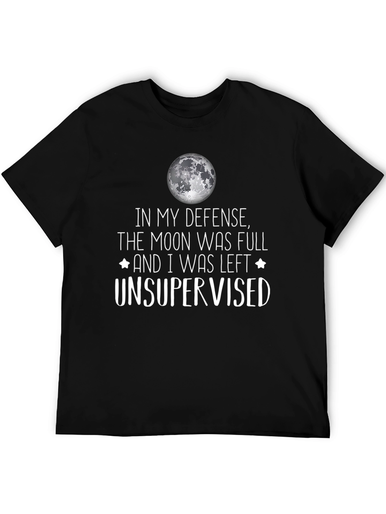 Black Funny Moon Full Unsupervised Graphic T-Shirt view 5