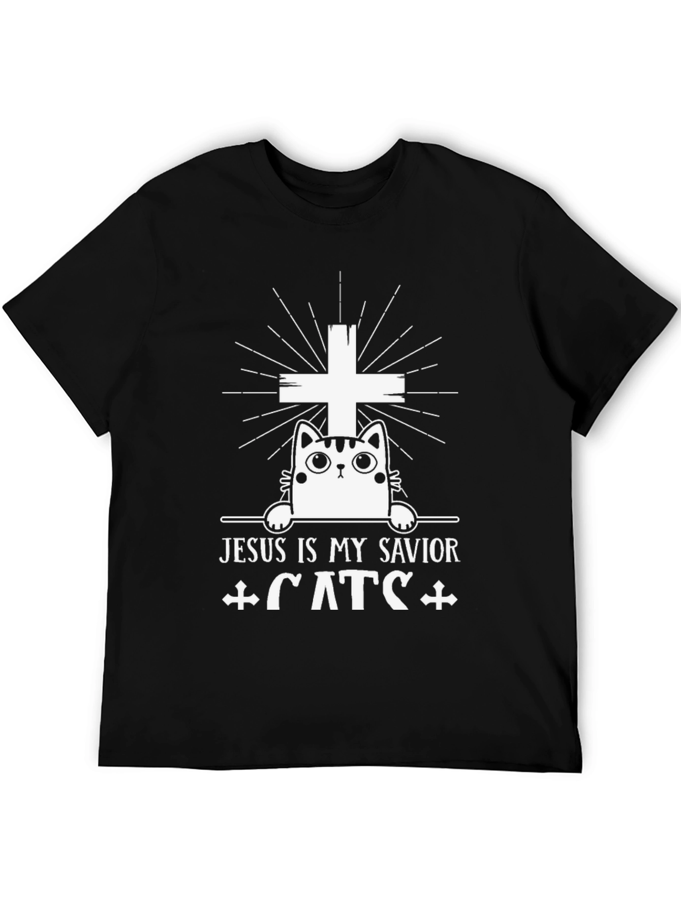 Jesus Is My Savior Cats Black T-Shirt - 5