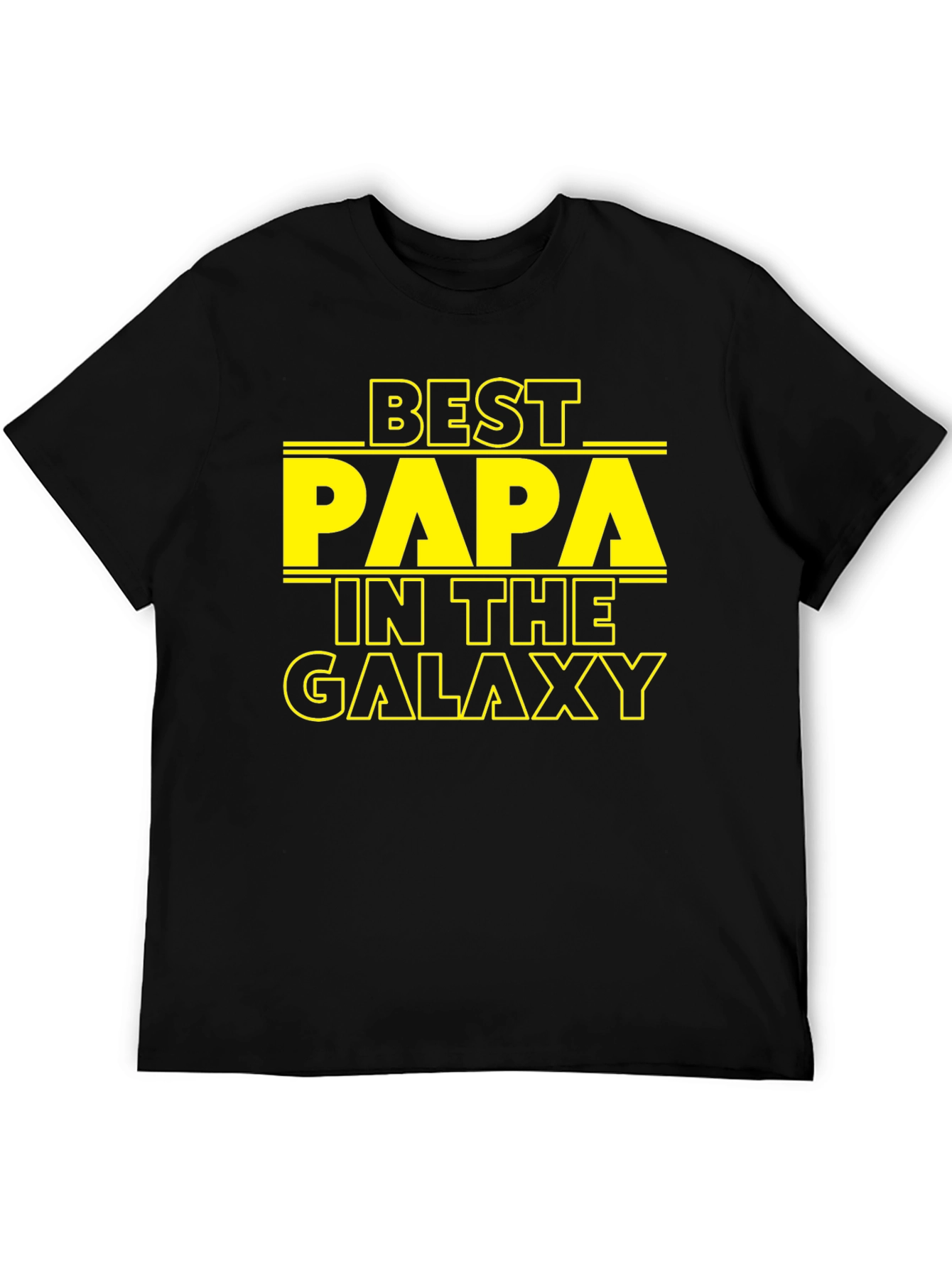 Black Best Papa in the Galaxy Black T-Shirt view 5
