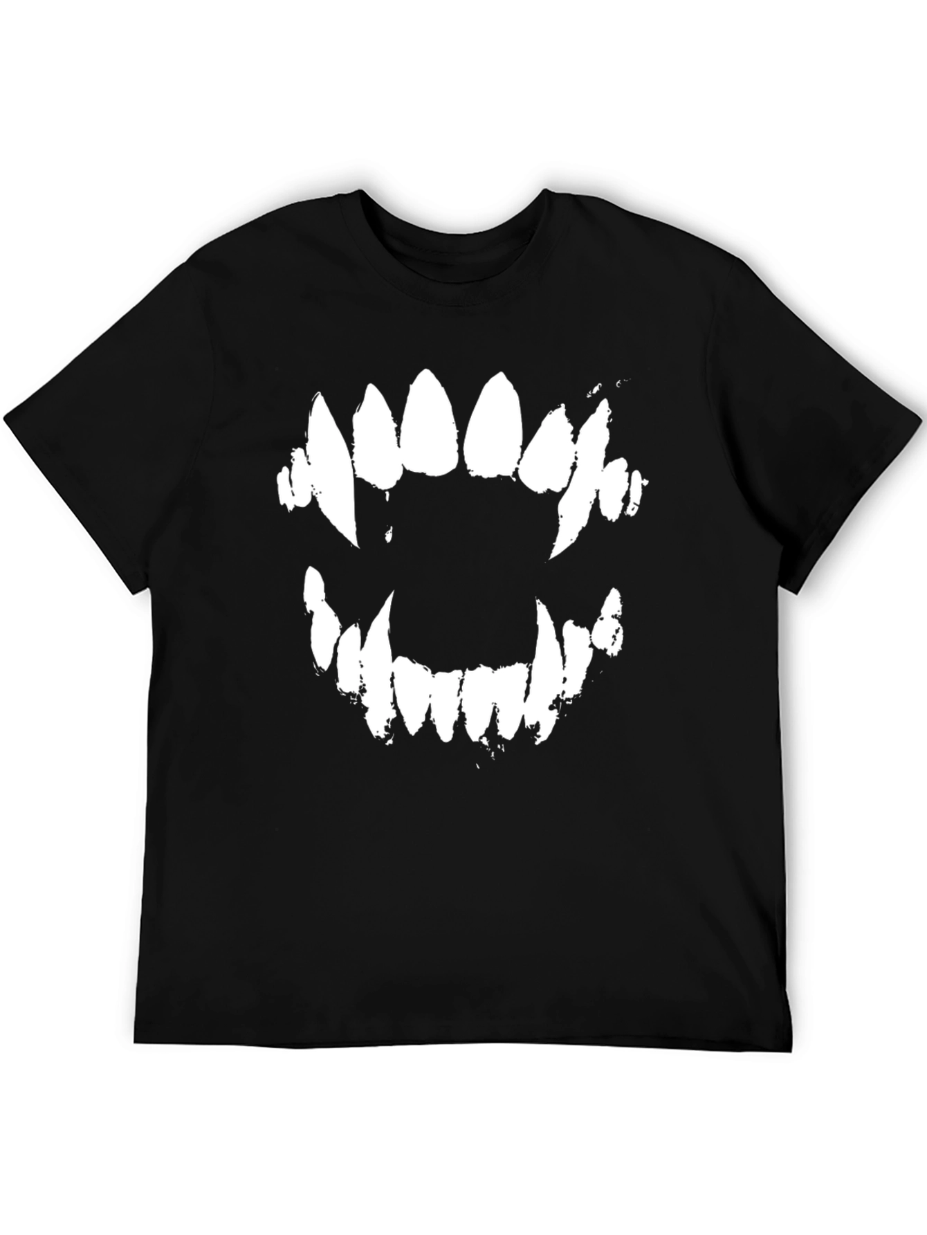 Black Monster Teeth Graphic Tee - Black Cotton Blend Shirt view 5