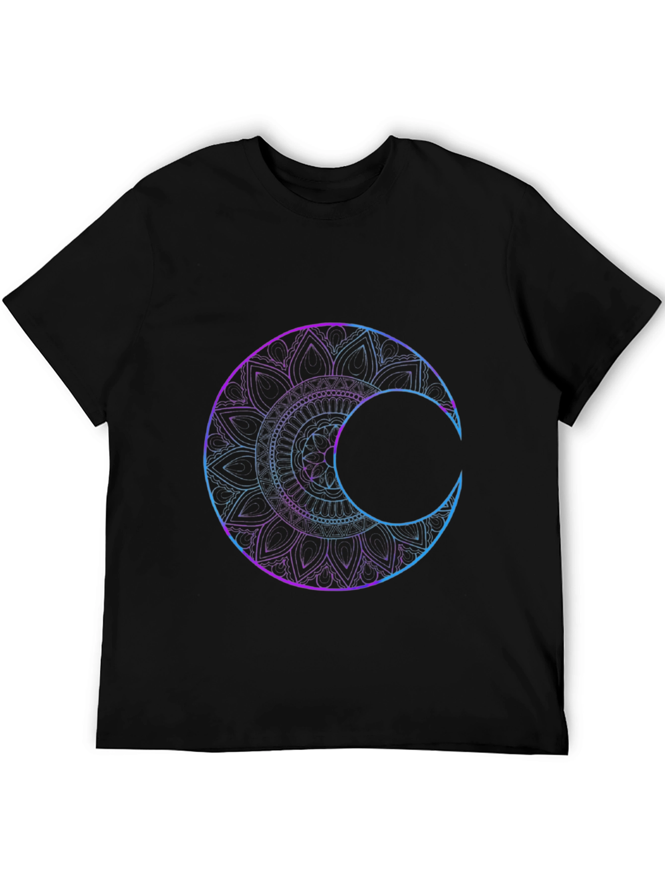 Black Mystic Mandala Moon Graphic T-Shirt view 5