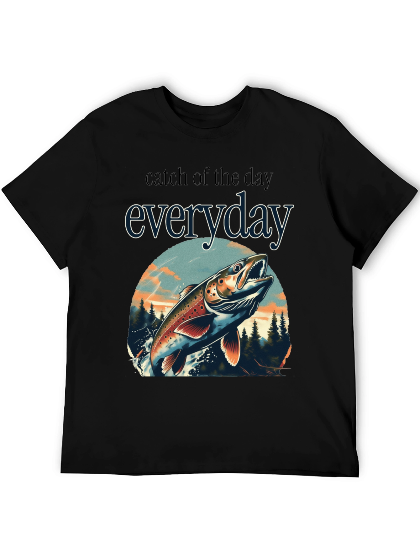 Black Catch of the Day Everyday Fishing T-Shirt view 5