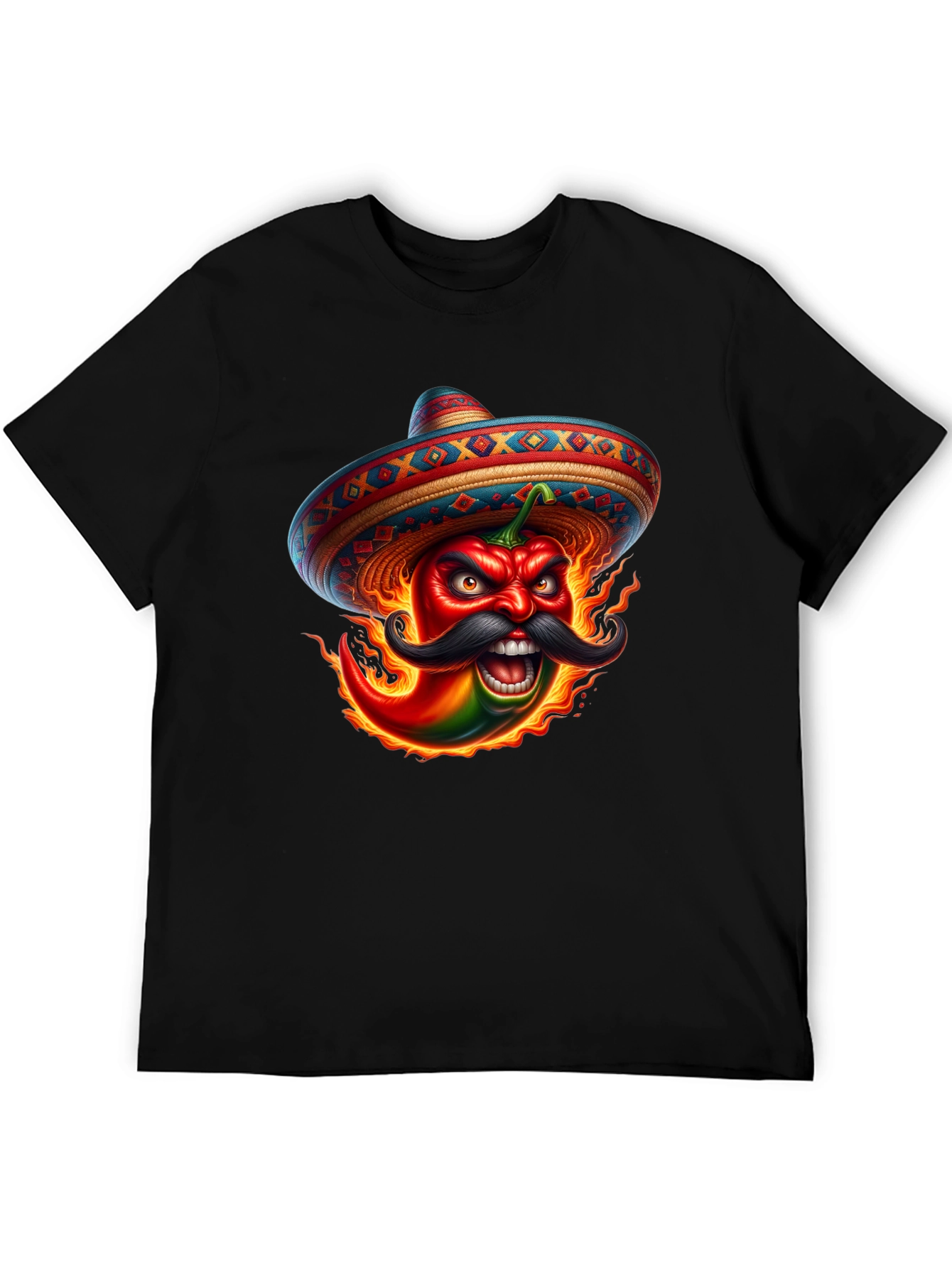 Black Fiery Pepper Sombrero Graphic Tee view 5