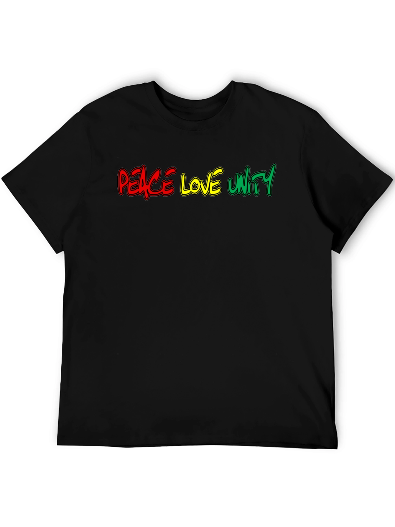 Black Peace Love Unity Graphic Tee - Black Cotton T-Shirt view 5