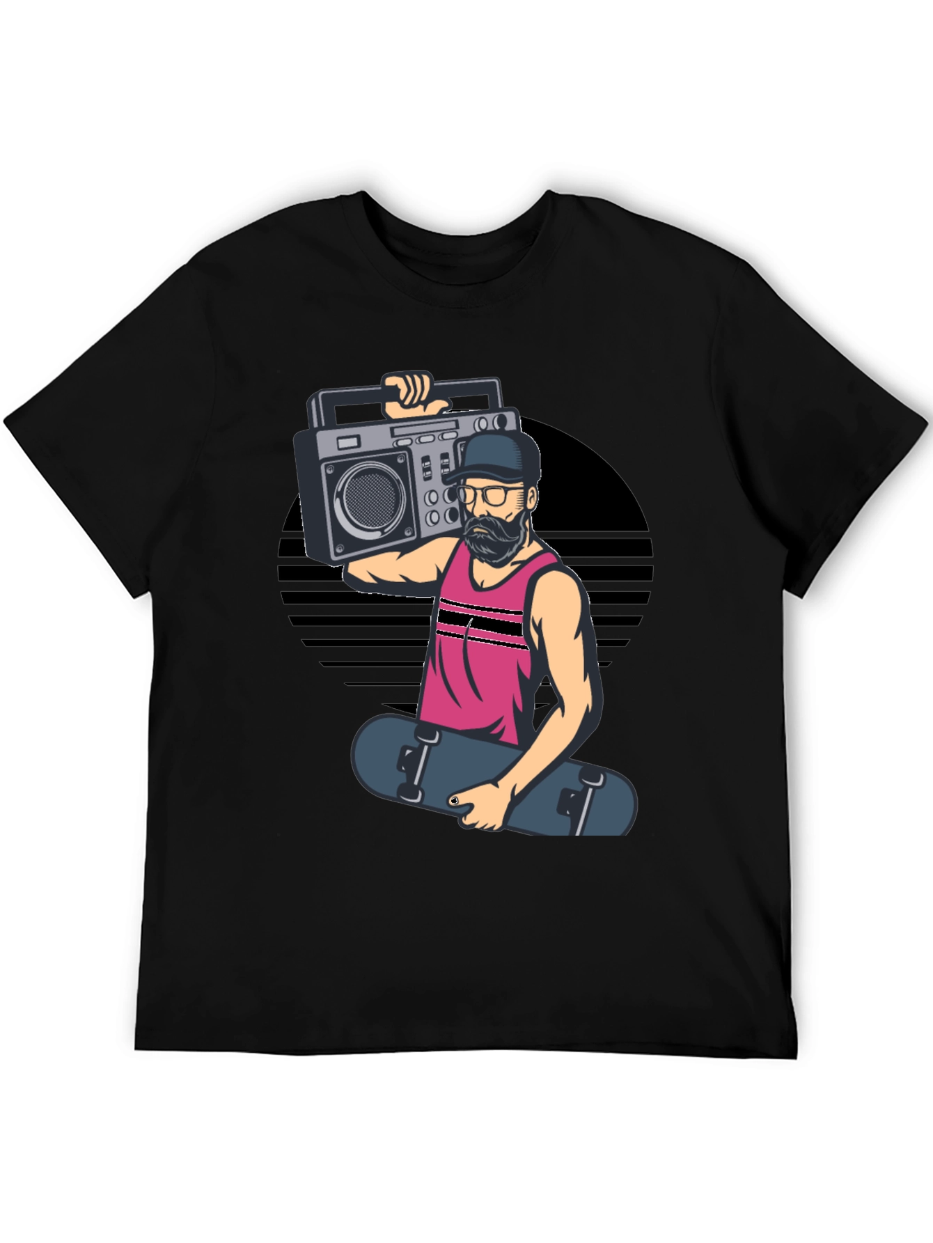 Black Retro Boombox Skater Graphic Tee view 5