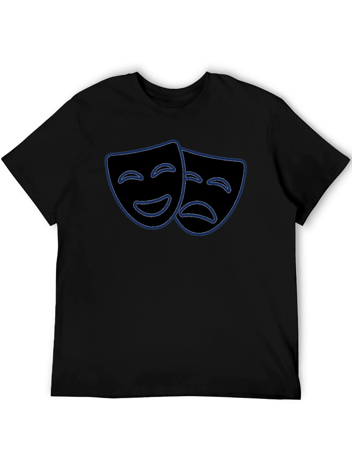 Black Comedy Tragedy Mask Graphic Tee view 5