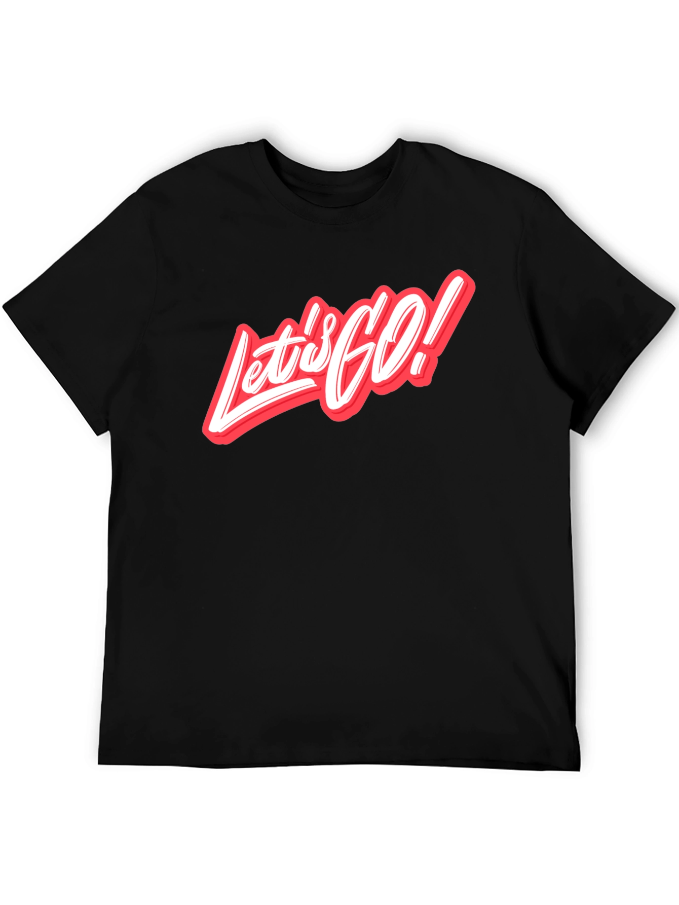 Black Let's Go Graphic Tee - Stylish Crew Neck T-Shirt view 5