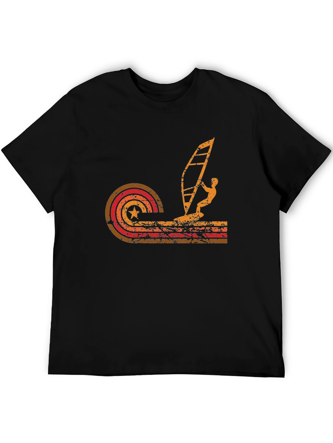 Black Retro Windsurfing T-Shirt - Black view 5