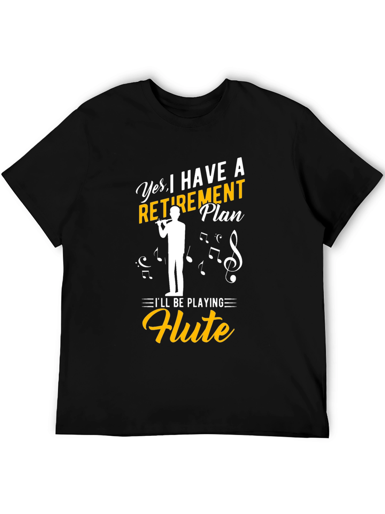Black Retirement Plan Flute Player T-Shirt view 5