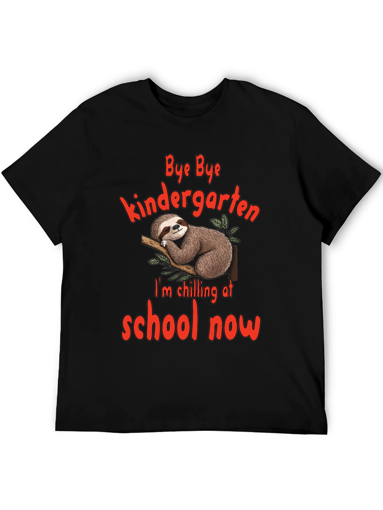Black Bye Bye Kindergarten Sloth T-Shirt view 5