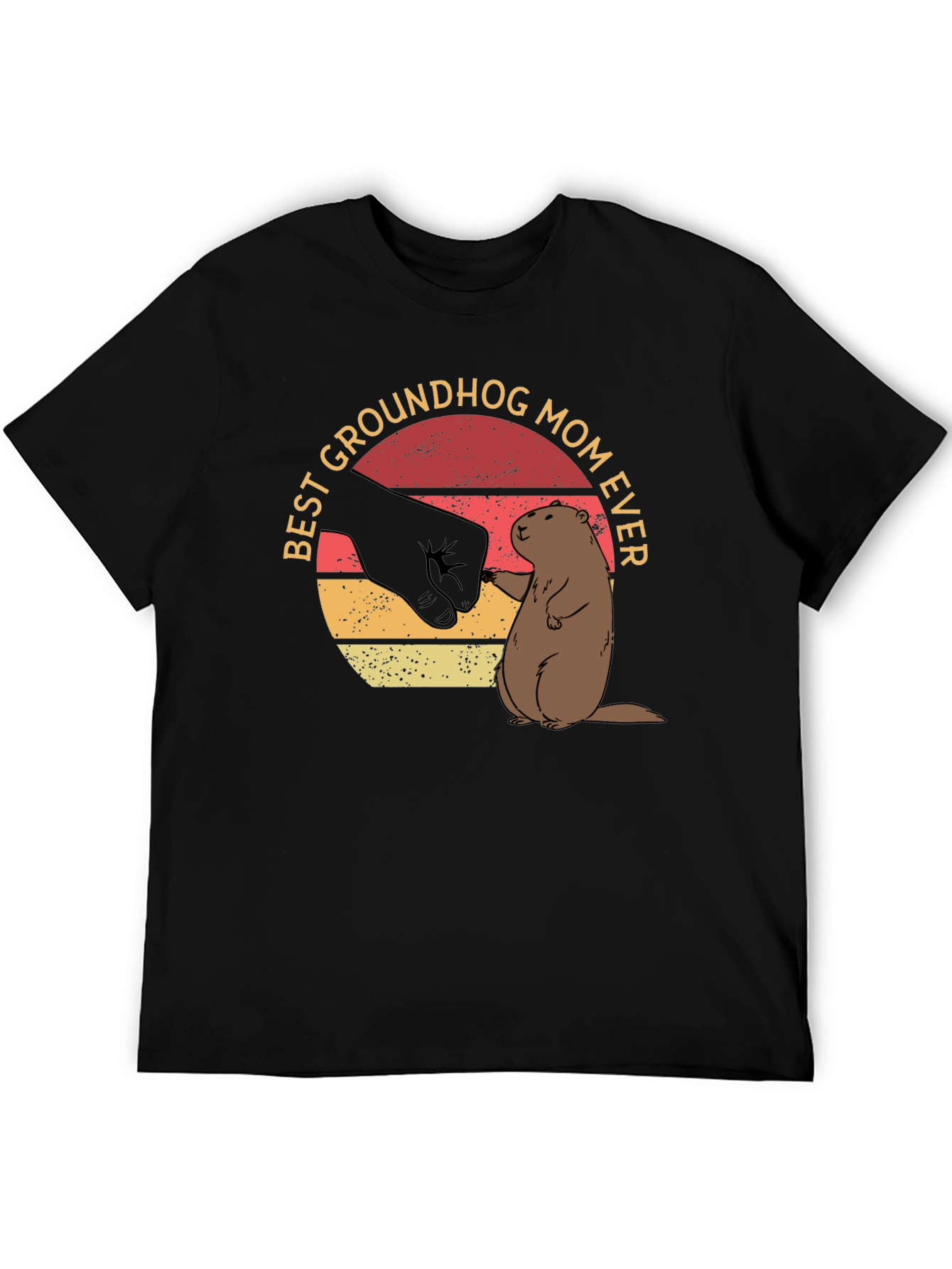 Black Best Groundhog Mom Ever T-Shirt view 5