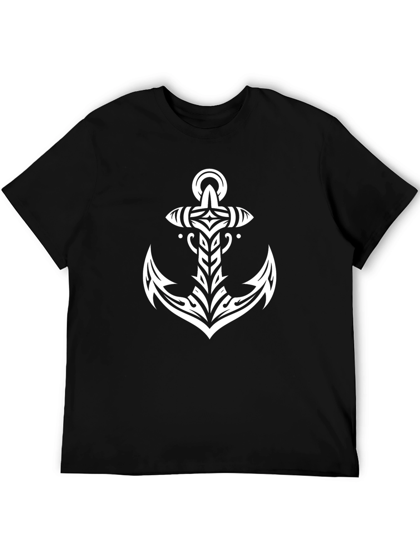 Black Tribal Anchor Graphic Tee - Modern Nautical Style view 5