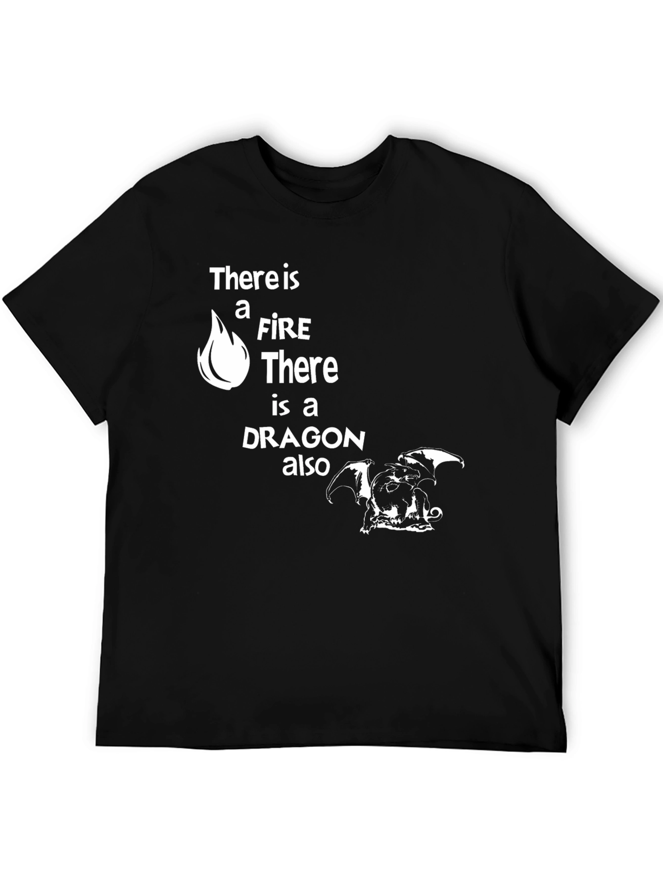Black There is a Fire Dragon T-Shirt view 5