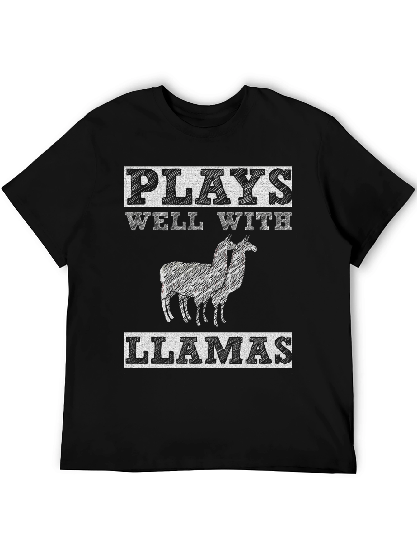 Black Plays Well with Llamas Graphic Tee view 5