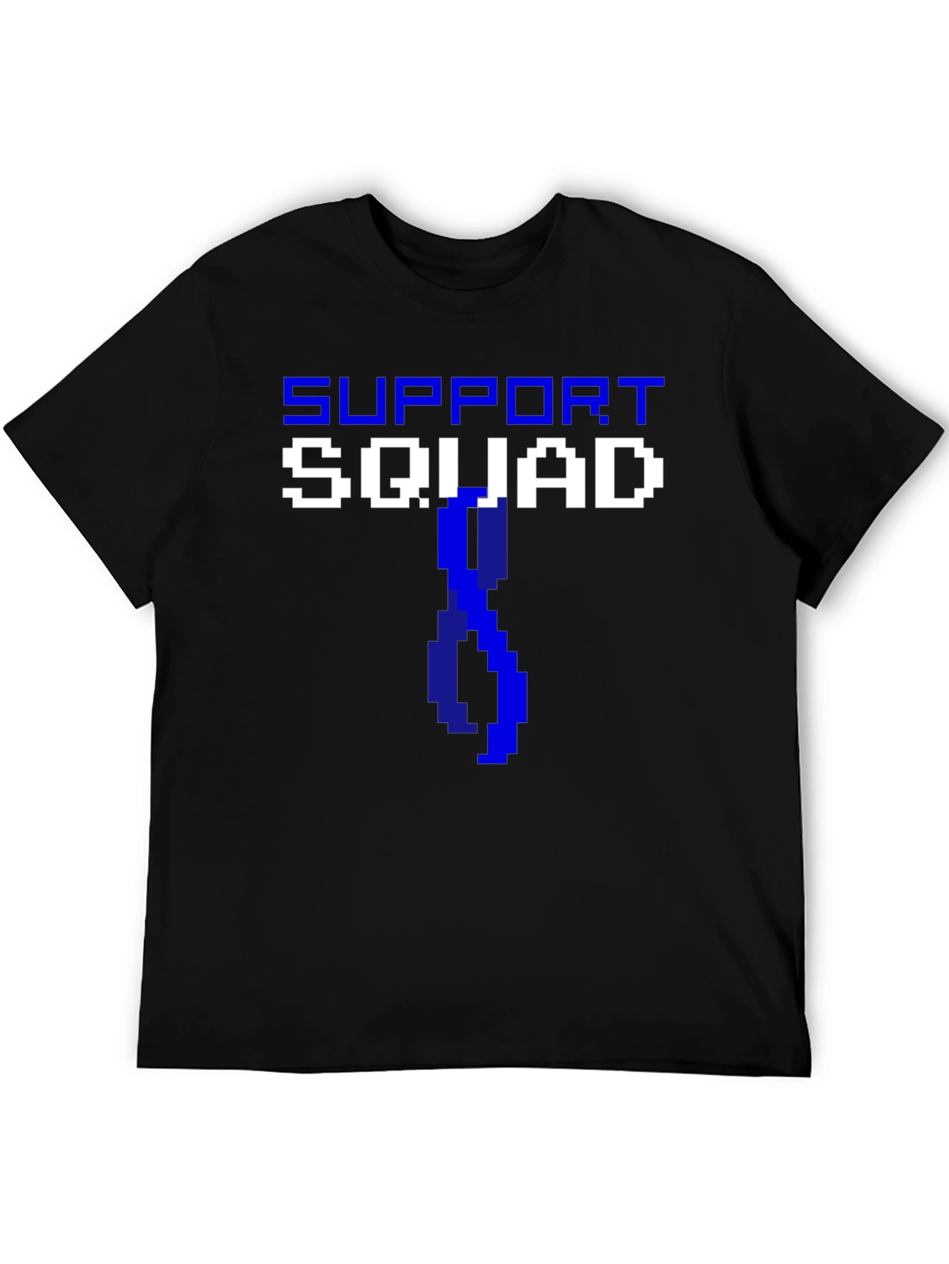 Black Support Squad Pixelated T-Shirt - Awareness Ribbon view 5