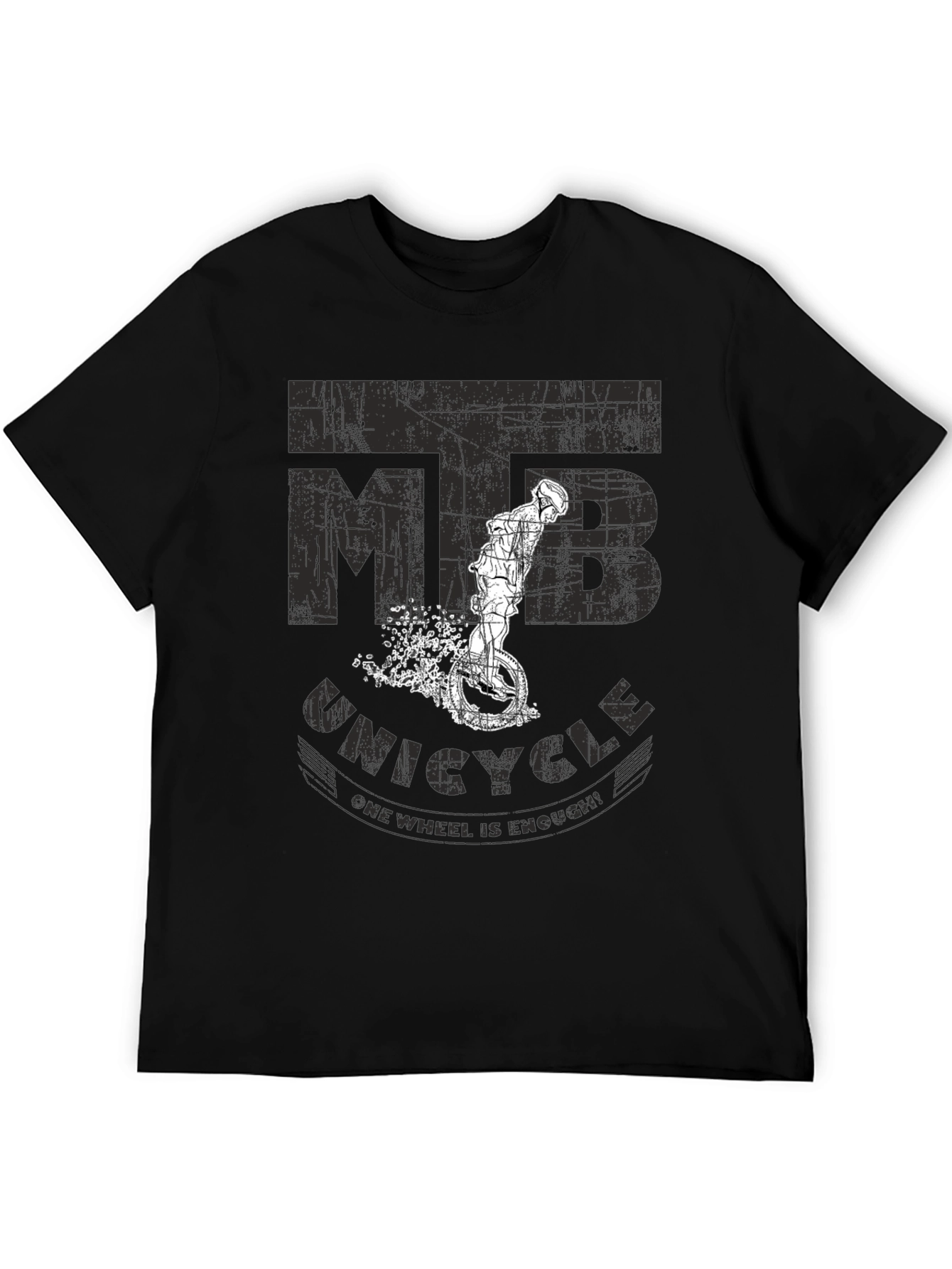 Black MTB Unicycle T-Shirt - One Wheel is Enough! view 5
