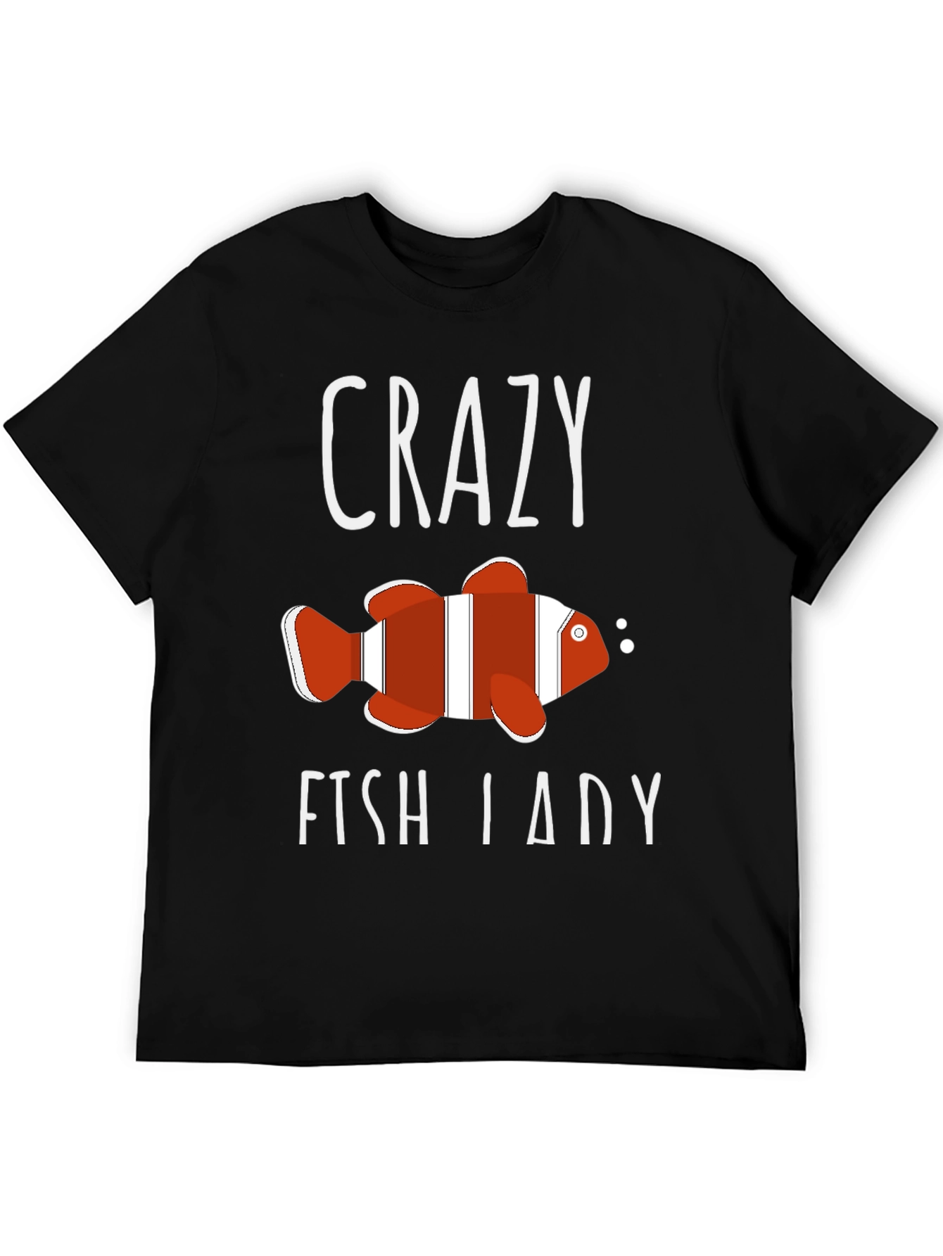Black Crazy Fish Lady T-Shirt - Novelty Graphic Tee view 5