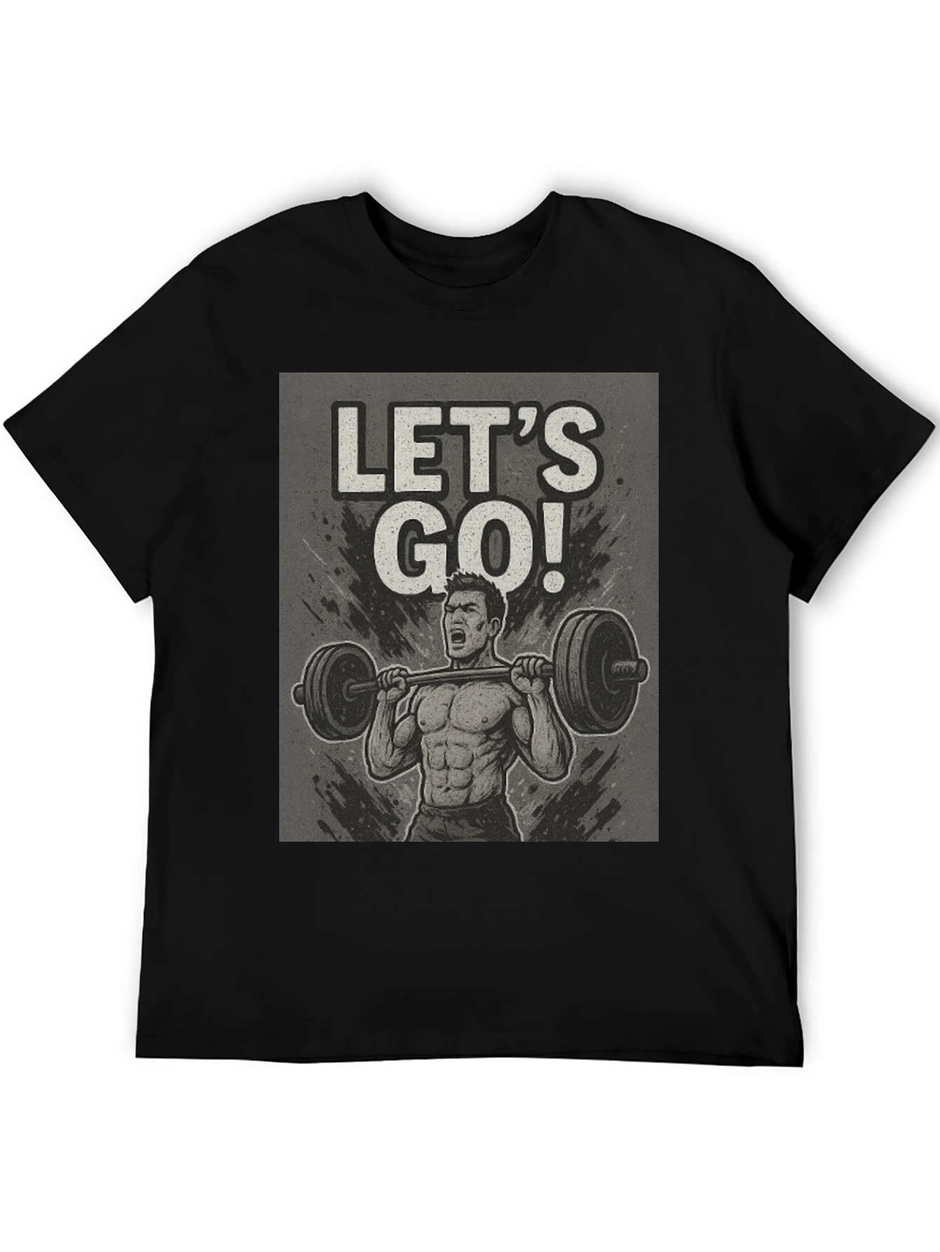 Black Let's Go Weightlifting Black T-Shirt view 5