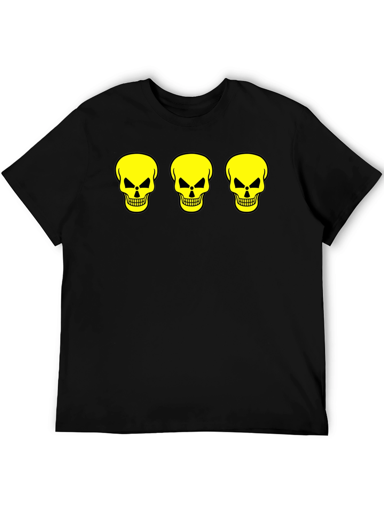 Black Skull Trio Graphic Tee - Black Cotton T-Shirt view 5