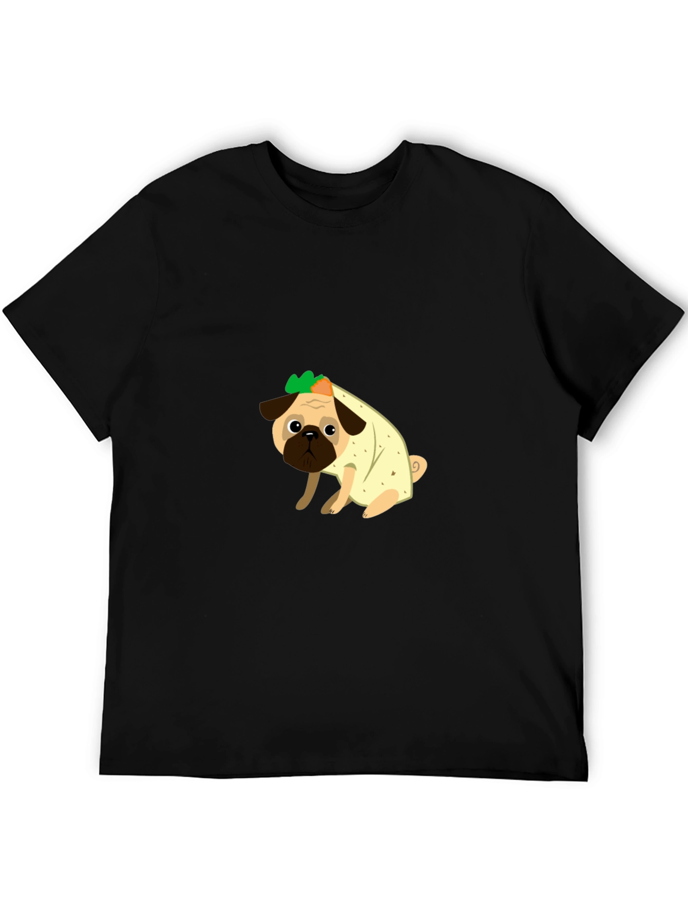 Black Pug Burrito T-Shirt - Cute Novelty Tee view 5