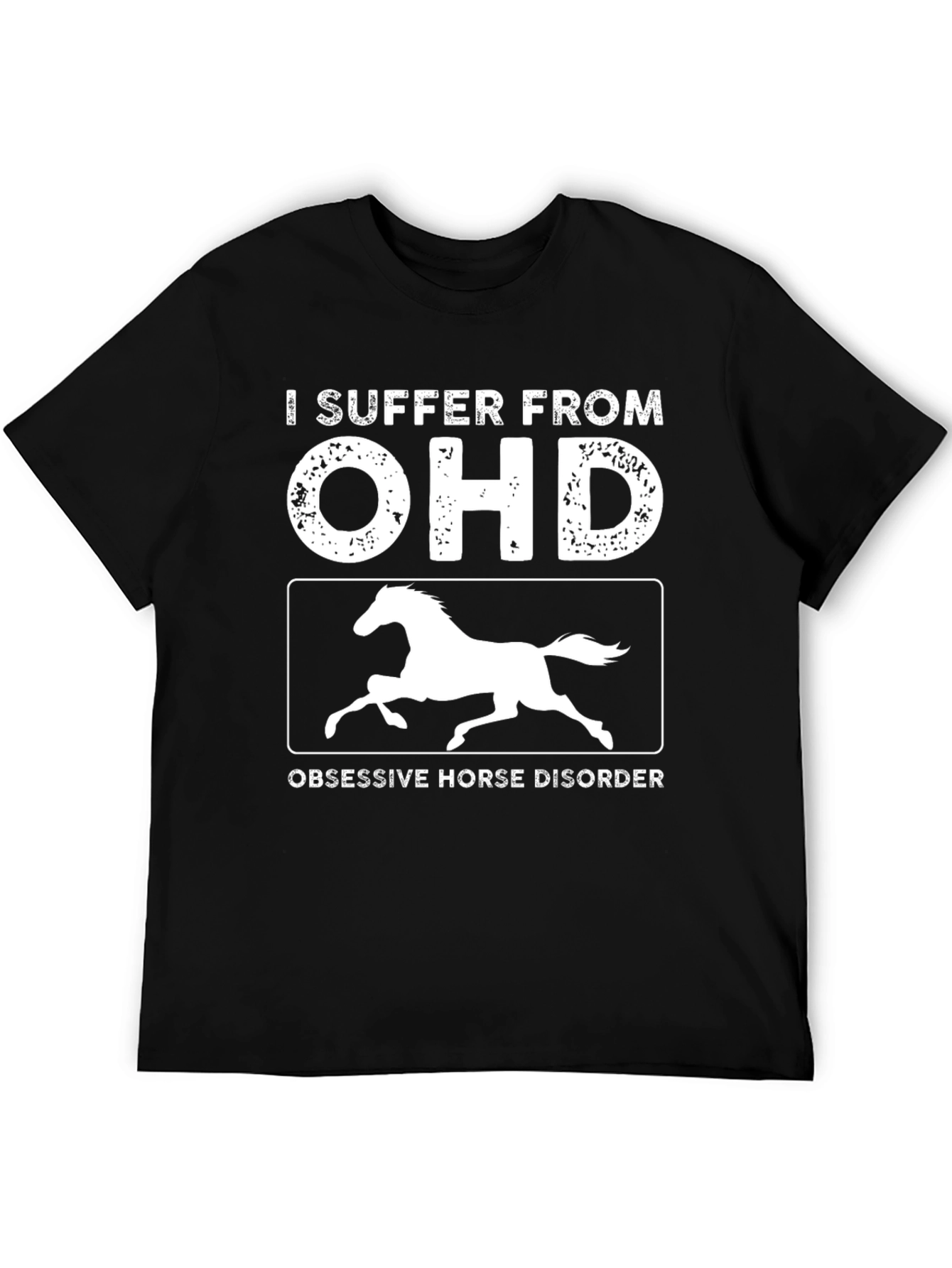 Black Obsessive Horse Disorder Novelty T-Shirt view 5