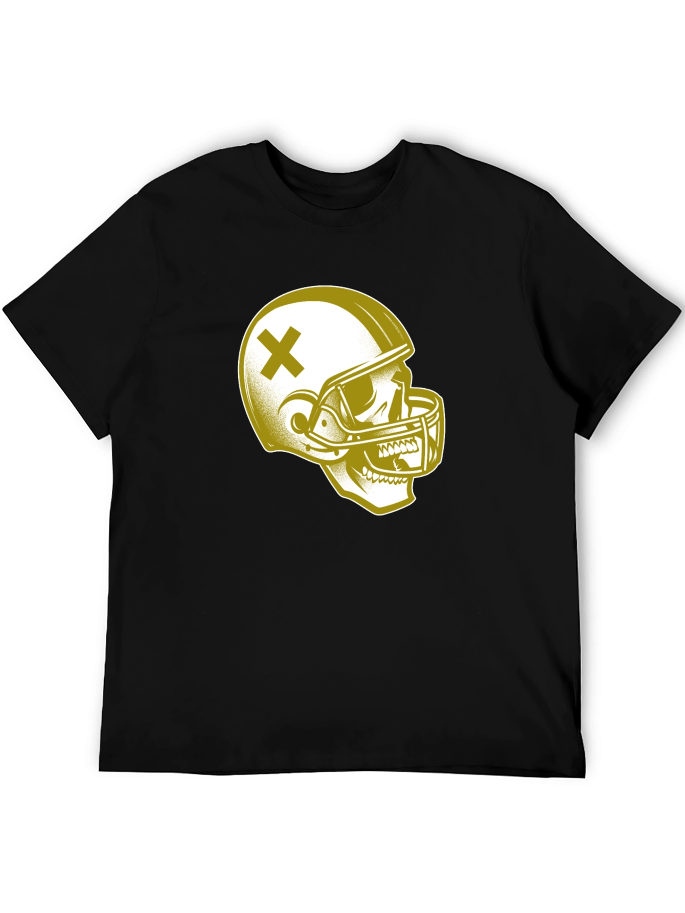 Black Skull Football Helmet Graphic T-Shirt view 5