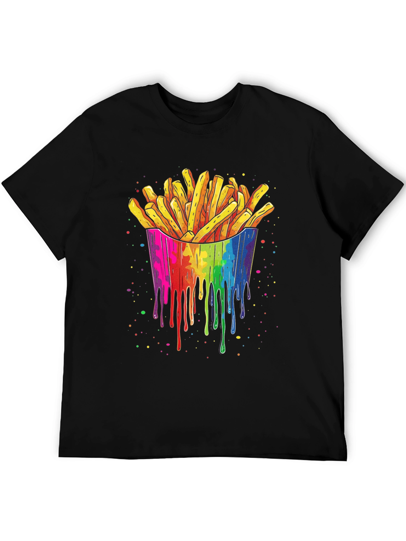 Black Rainbow Fries Graphic Tee - Unisex Black T-Shirt view 5